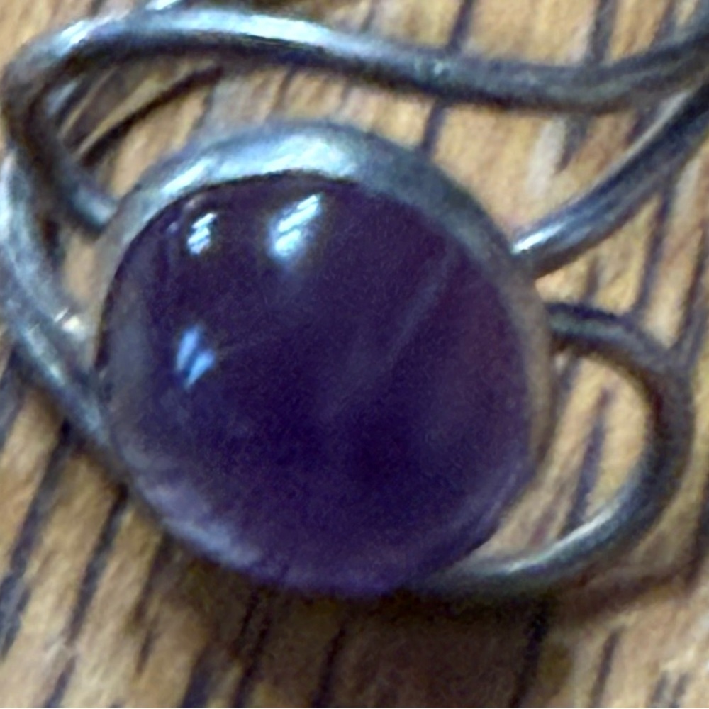 ARTIST MADE AMETHYST INFINITY RING SET IN STERLING SIZE 7